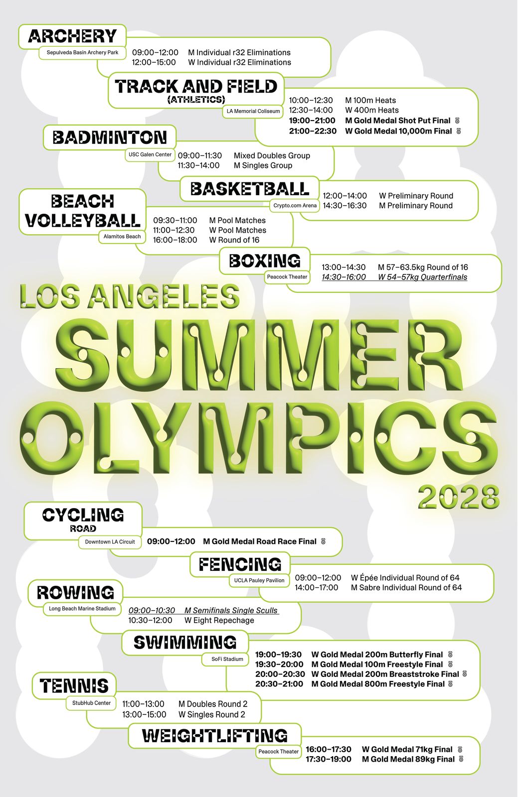 LA28 Summer Olympics event schedule poster